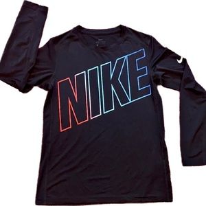 Nike big logo long sleeve boys dry fit t-shirt, size L. Great shape!!